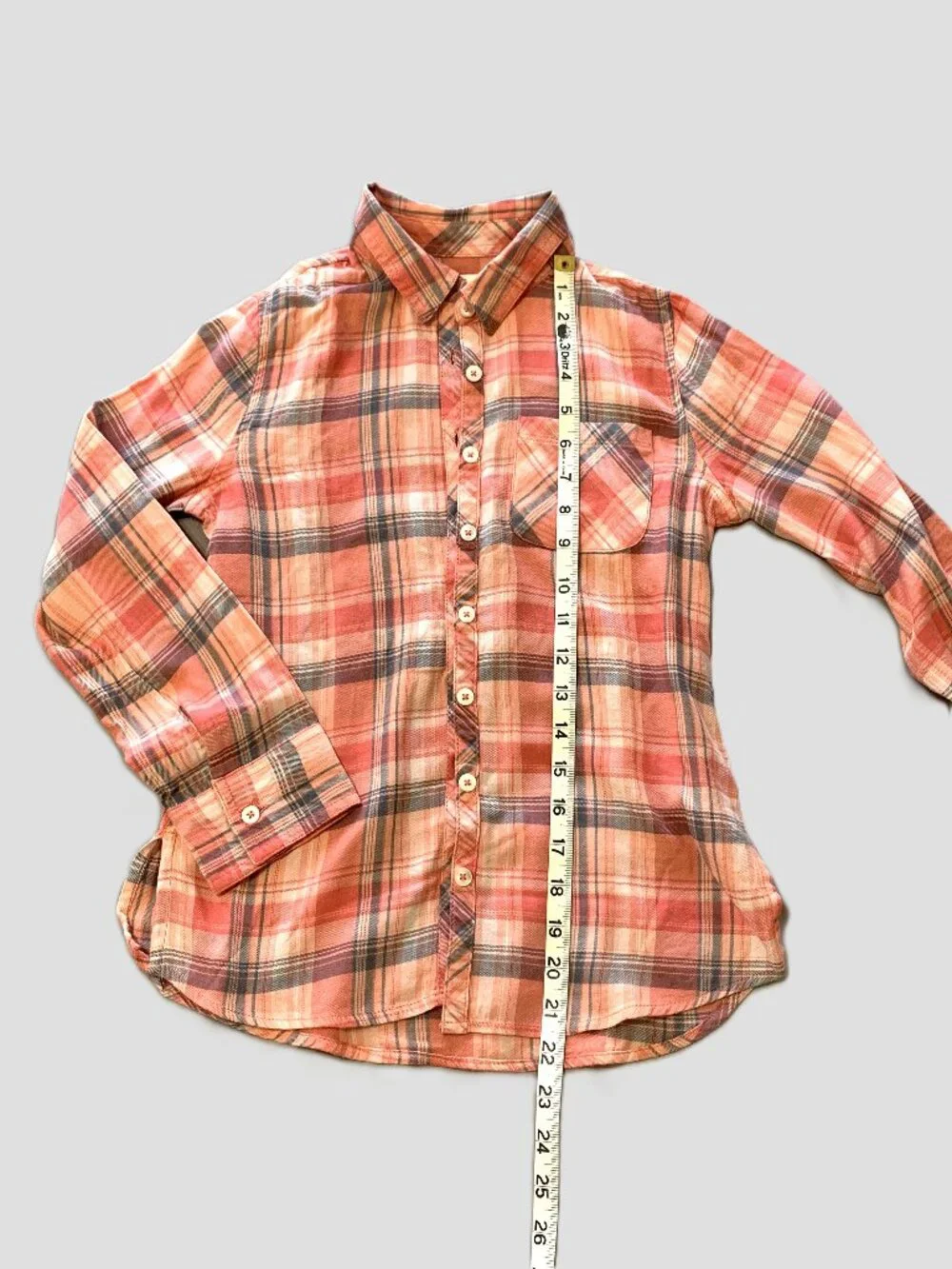 Justice Girls Long Sleeves Plaid Shirt Button Down Embroidered Size 8
